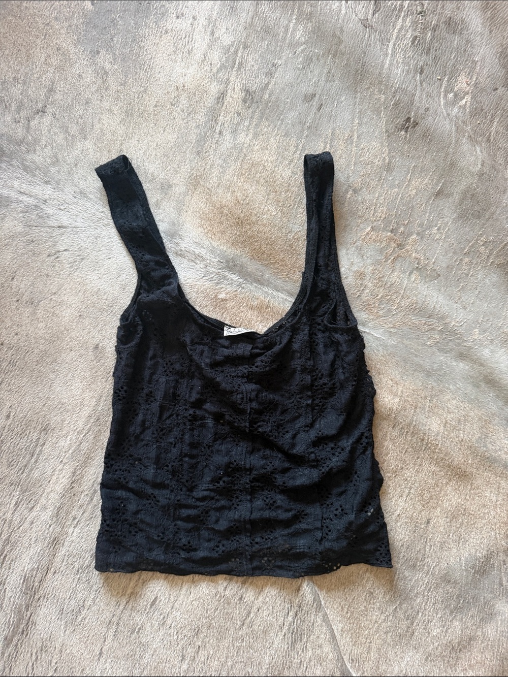 Free People Black Floral Lace Tank